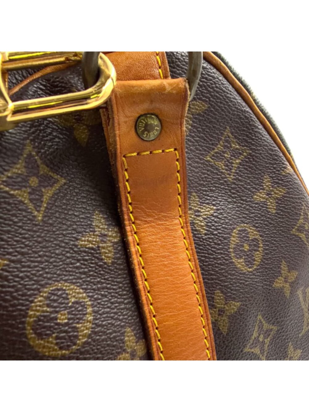 Louis Vuitton Keepall Bandouliere 60 Monogram Leather Brown Boston Bag Gold - Picture 7 of 15